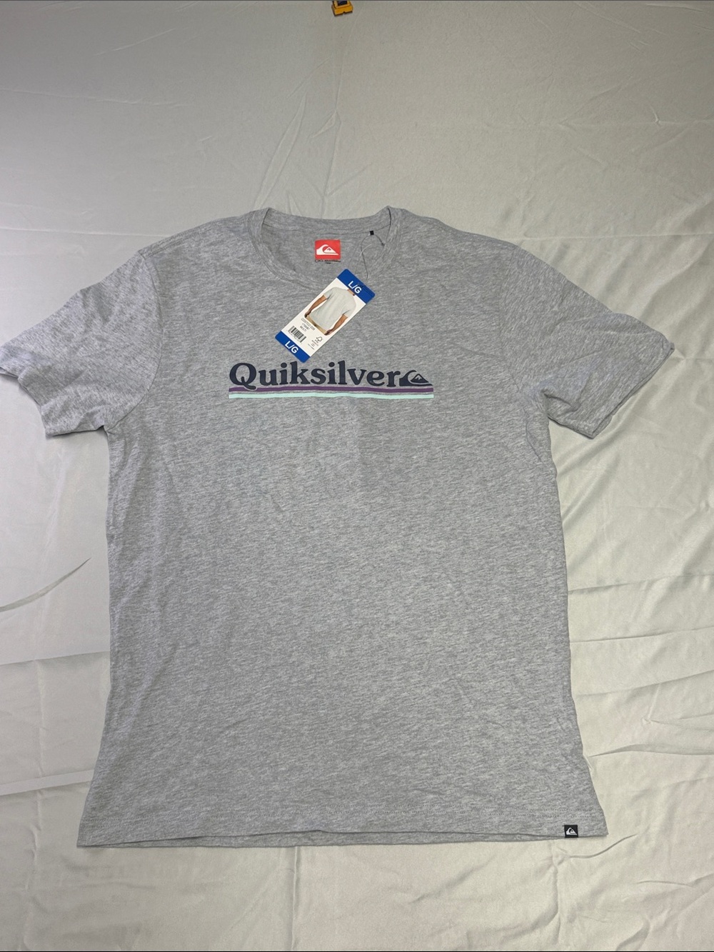 Quiksilver Men's Grey Logo T-Shirt - Size Large